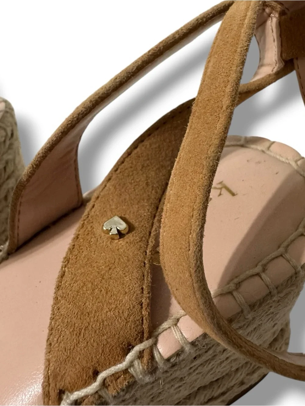 Kate Spade Theodora Espadrille Wedges Women’s 7 Tan Suede Scalloped Sandals